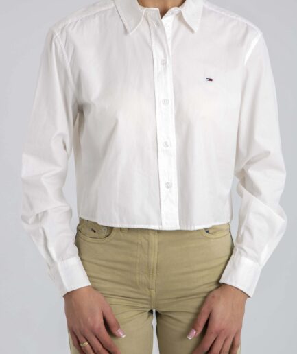 חולצת פופלין קצרה ונינוחה של Tommy Hilfiger