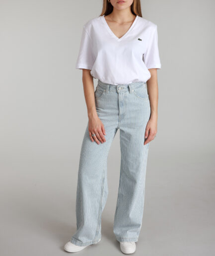 טי שירט רילקסד קוטון צווארון V לנשים מבית Lacoste