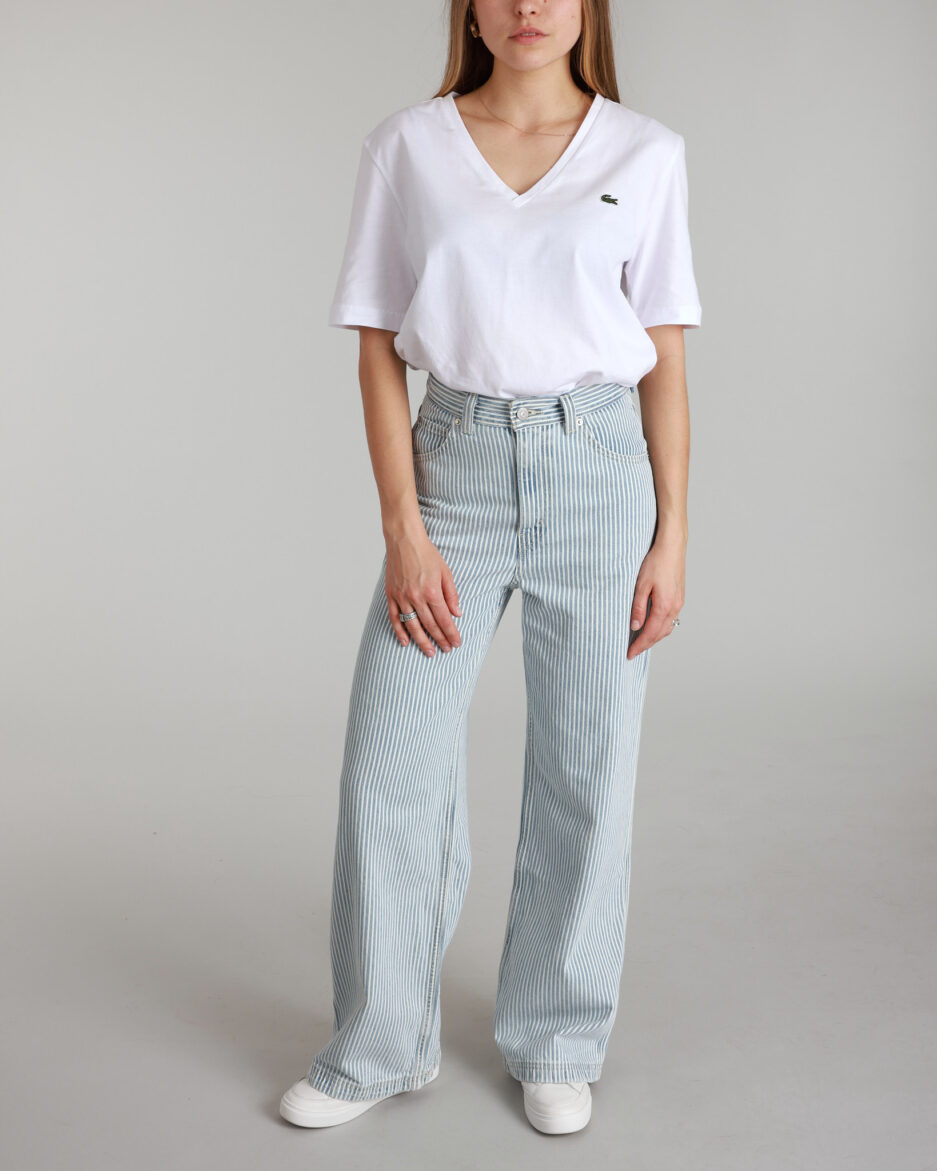 טי שירט רילקסד קוטון צווארון V לנשים מבית Lacoste