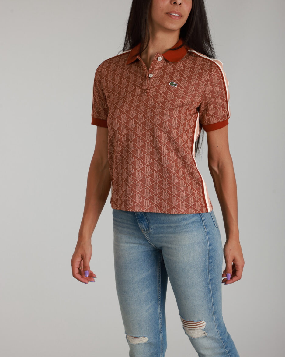 ⁦פולו לנשים Lacoste Slim Fit Monogram⁩ – תמונה ⁦3⁩