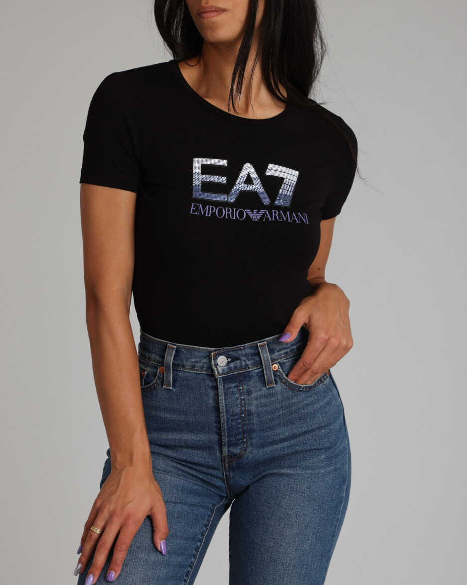 חולצת טי לוגו מנצנץ של EA7