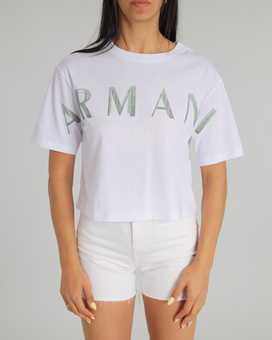 ⁦טי שירט קצרה עם לוגו אופטי - Armani Exchange⁩ – תמונה ⁦4⁩