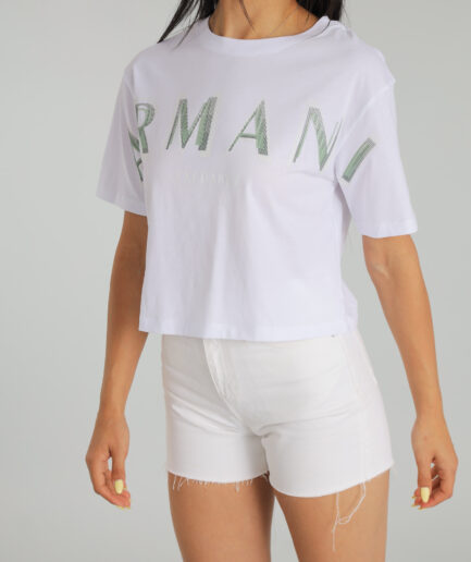 טי שירט קצרה עם לוגו אופטי - Armani Exchange