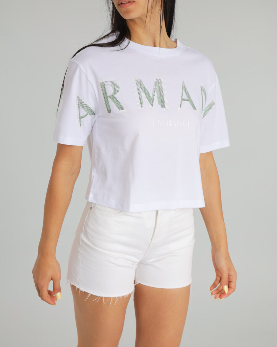 ⁦טי שירט קצרה עם לוגו אופטי - Armani Exchange⁩ – תמונה ⁦5⁩