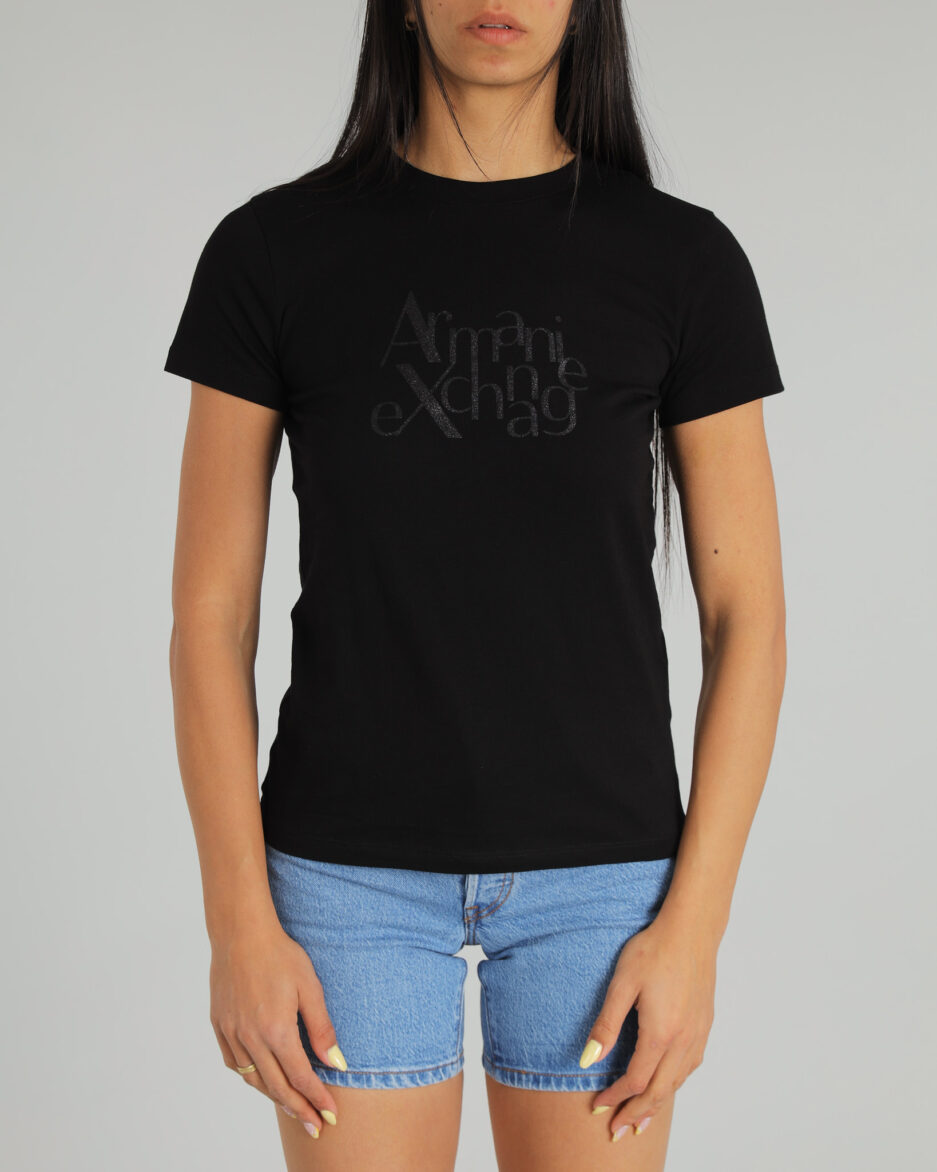 ⁦חולצת טי עם לוגו נצנצים ASV מבית Armani Exchange⁩ – תמונה ⁦5⁩
