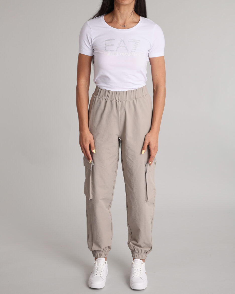 חולצת טי משובחת עם לוגו ריינסטון מאת EA7 Emporio Armani