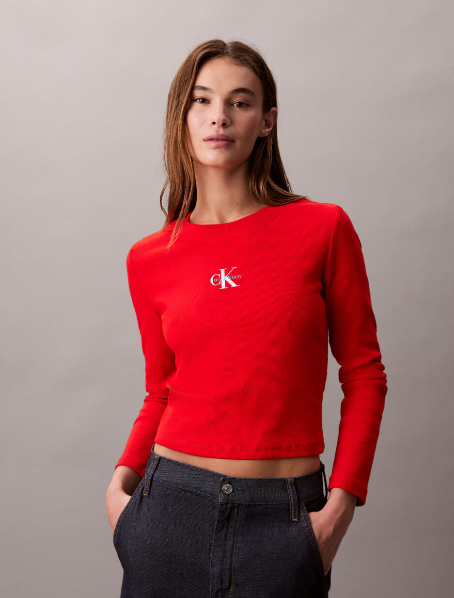 Calvin Klein Baby Tee אדום