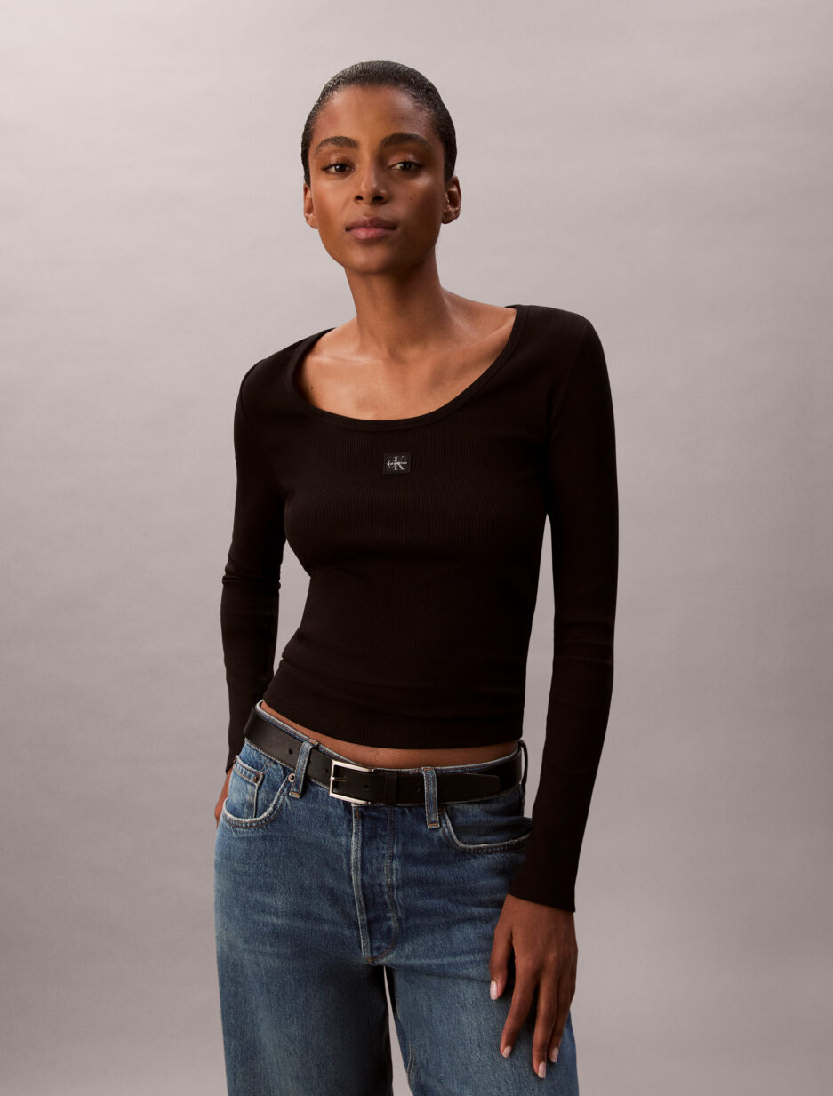 חולצת Calvin Klein שחור Rib﻿