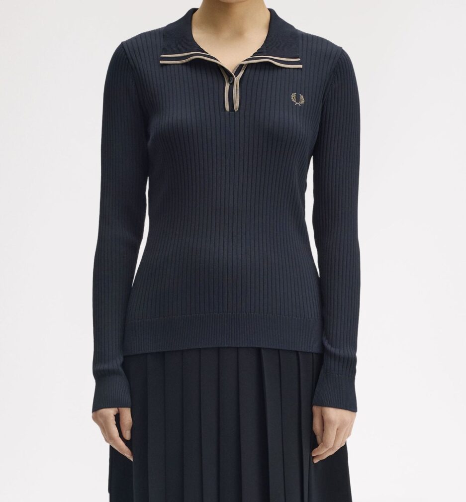 ⁦פולו סרוג פרד פרי Ribbed Knitted פולו⁩ – תמונה ⁦5⁩